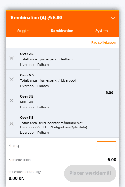 Bet Builder Liverpool - Fulham 14-12-2024